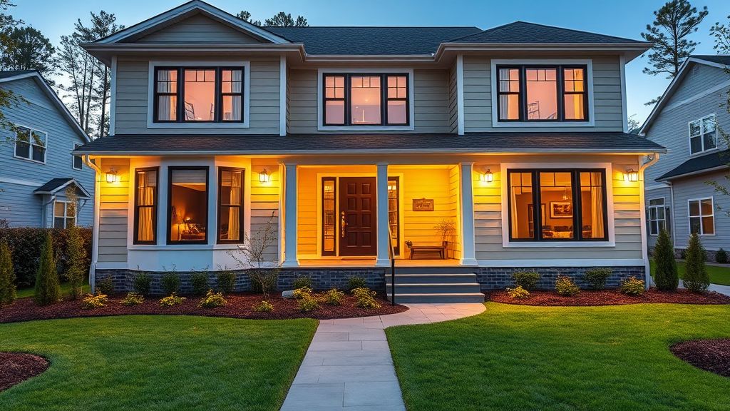 Residential house in Burlington, North Carolina with landscaped yard.